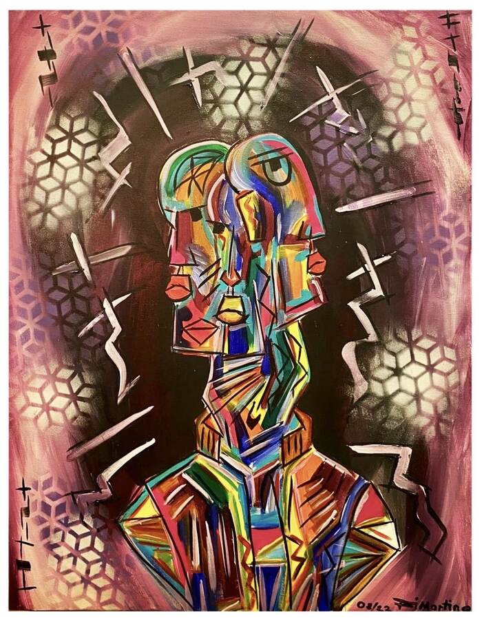 Visionäres Kunstwerk „Der Alchemist – Hermes Trismegistos“ von Di Martino: Symbolische Darstellung universeller Ordnung, geistiger Gesetze und ägyptischer Mystik in Acryl auf Leinwand.