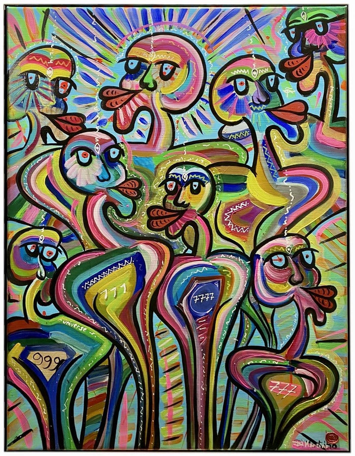 Acrylgemälde „Die Freigeister“ von Di Martino: Hommage an kreative, mutige Menschen, die mit freiem Denken und Visionen gesellschaftlichen Wandel anstoßen.